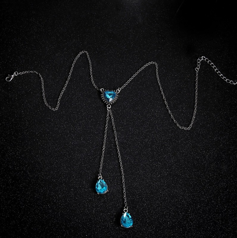 Water Drop Heart Pendant Rhinestone Necklace